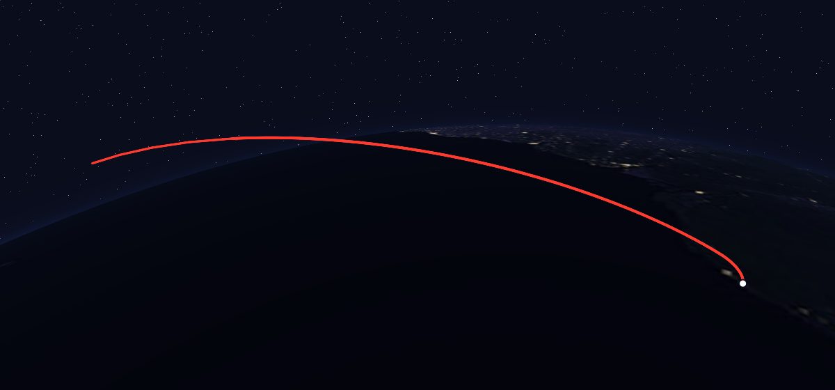 INTELSAT 706: the flight path in 3D, from the pad to orbit, seen from space