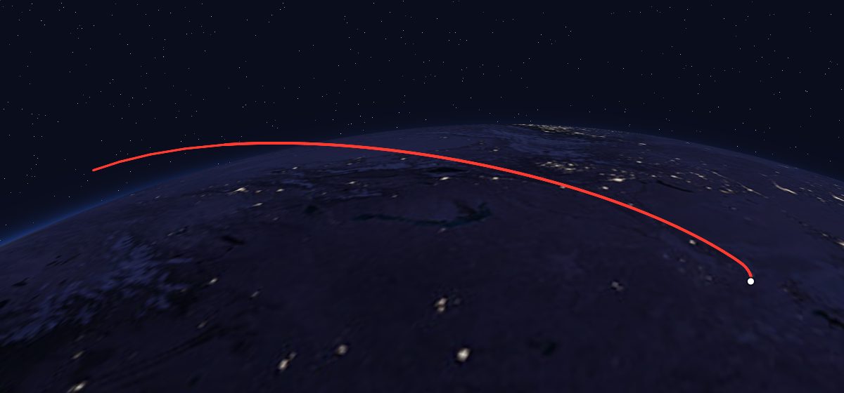 Eutelsat W3A: the flight path in 3D, from the pad to orbit, seen from space