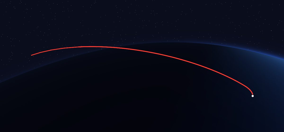 Galaxy 13: the flight path in 3D, from the pad to orbit, seen from space