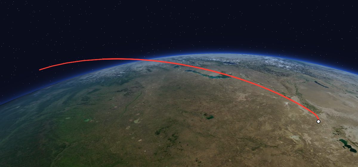 The flight path of Soyuz 8 drawn on a map