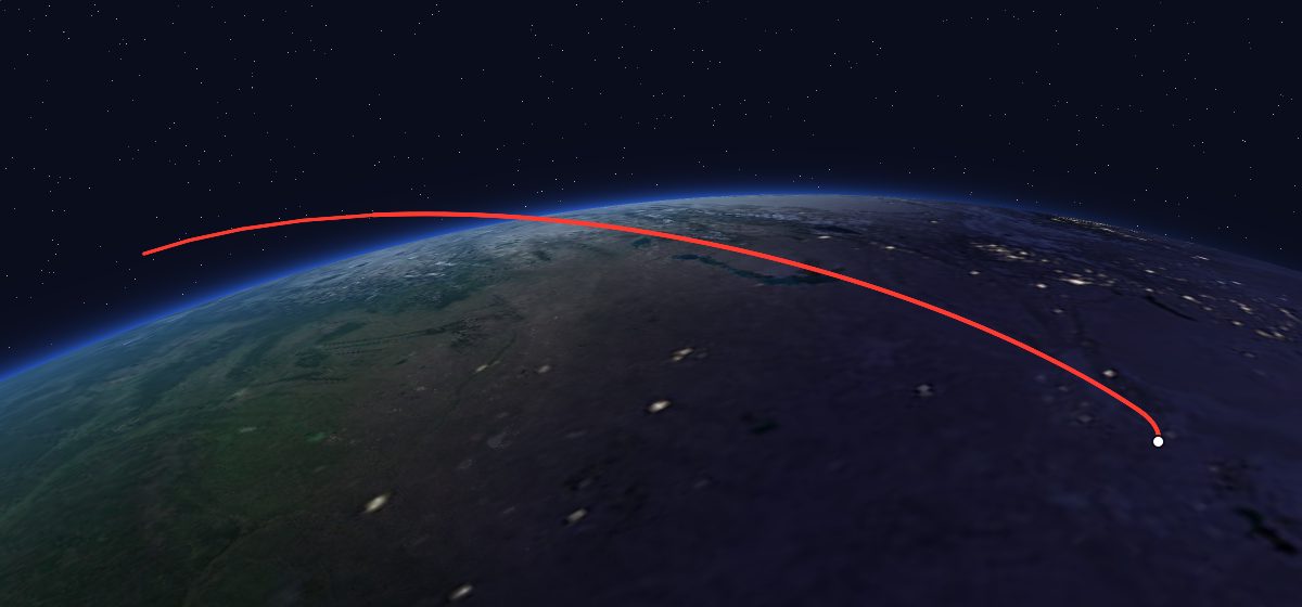 The flight path of Soyuz 10 drawn on a map