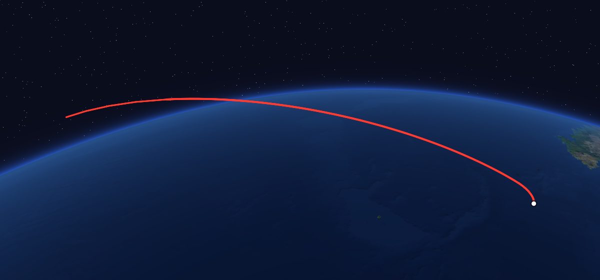 The flight path of Luna-16 drawn on a map