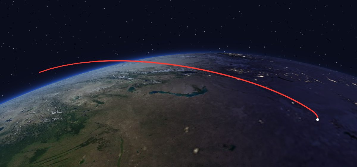 Echostar IV: the flight path in 3D, from the pad to orbit, seen from space