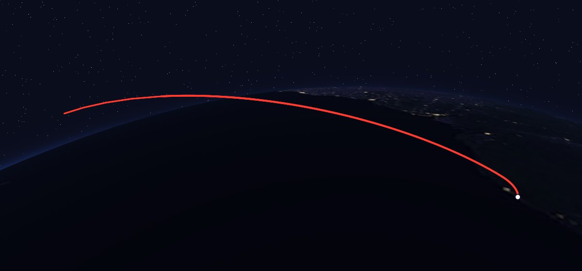 INTELSAT 709: the flight path in 3D, from the pad to orbit, seen from space
