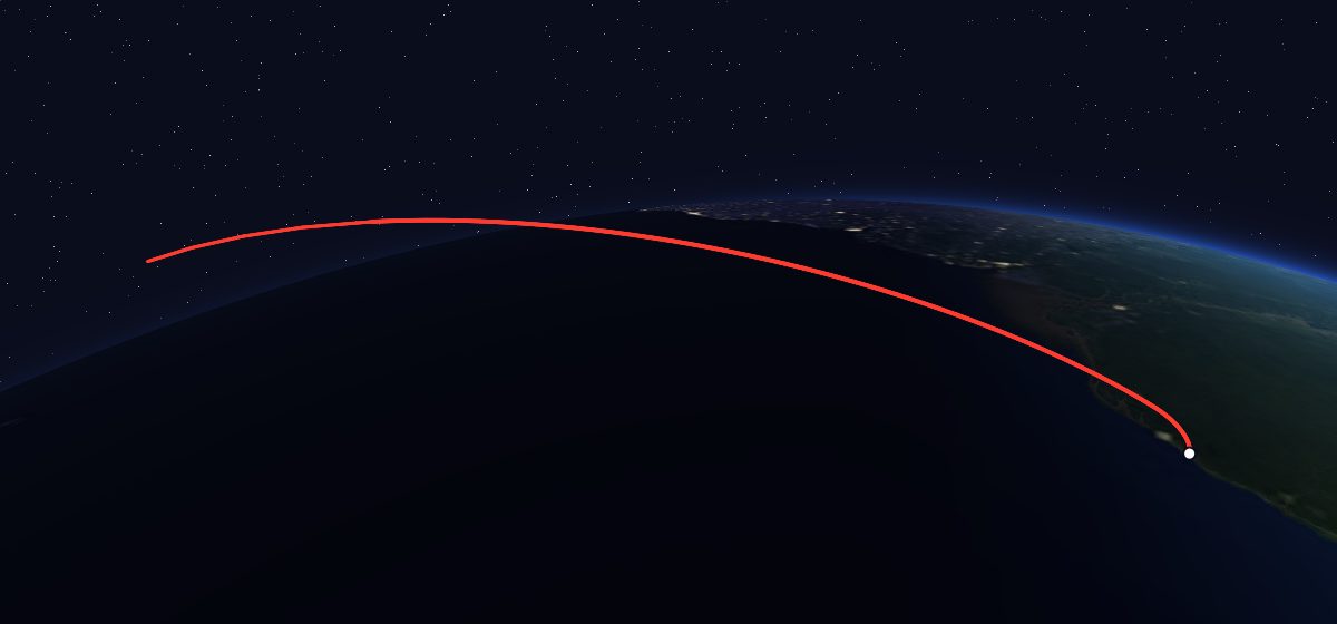 Eutelsat 2 F5 & Türksat 1A: the flight path in 3D, from the pad to orbit, seen from space