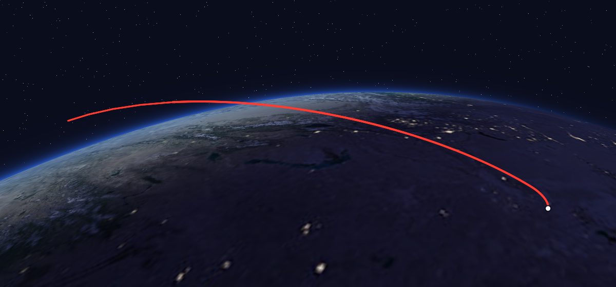 Prognoz-4: the flight path in 3D, from the pad to orbit, seen from space