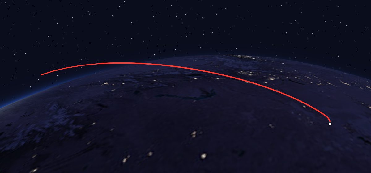 JCSAT 11: the flight path in 3D, from the pad to orbit, seen from space