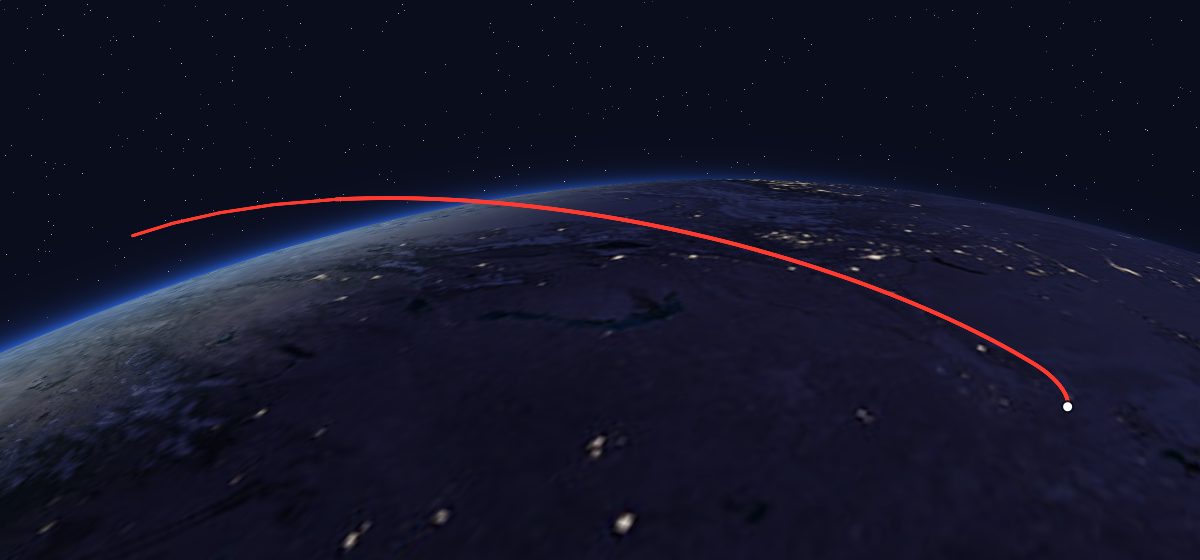 Prognoz-3: the flight path in 3D, from the pad to orbit, seen from space