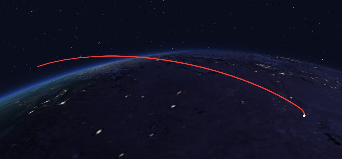 Progress M-SO1: the flight path in 3D, from the pad to orbit, seen from space