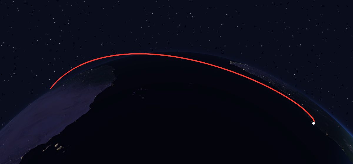 JCSAT-10 & Syracuse 3B: the flight path in 3D, from the pad to orbit, seen from space
