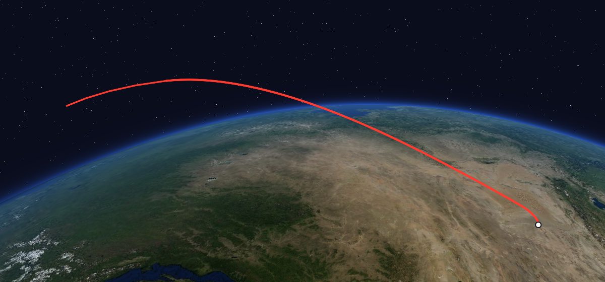 Fanhui Shi Weixing (20): the flight path in 3D, from the pad to orbit, seen from space