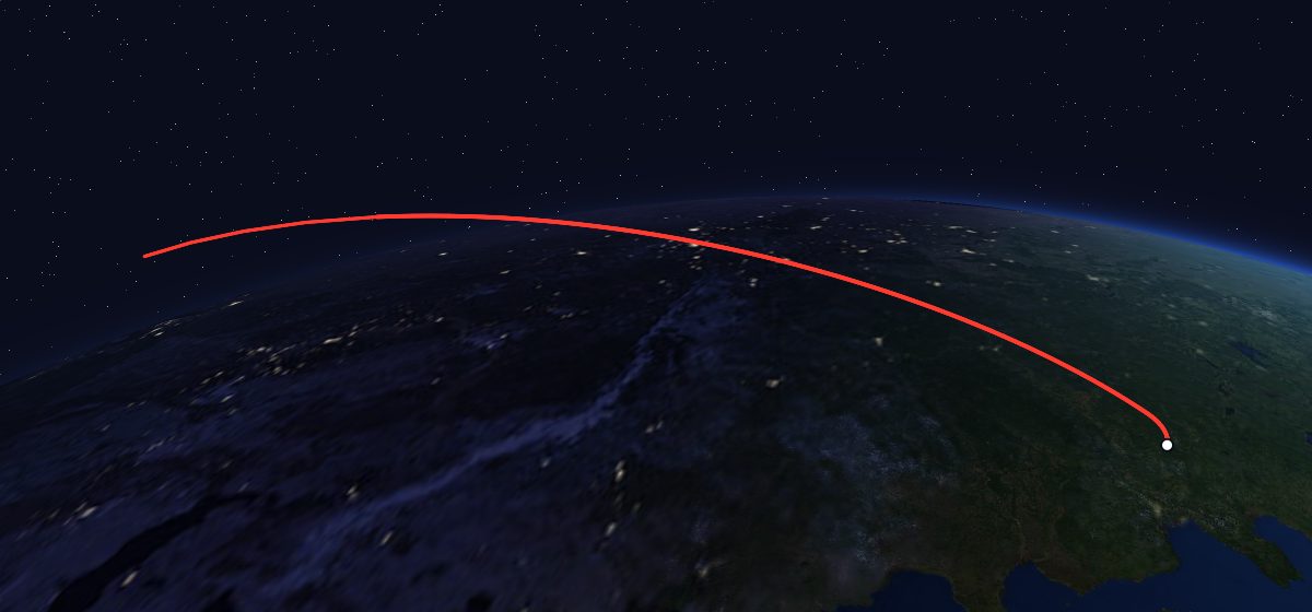 Zenit-2M 81: the flight path in 3D, from the pad to orbit, seen from space