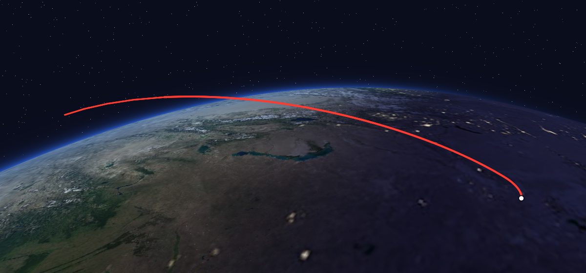 Prognoz-6: the flight path in 3D, from the pad to orbit, seen from space