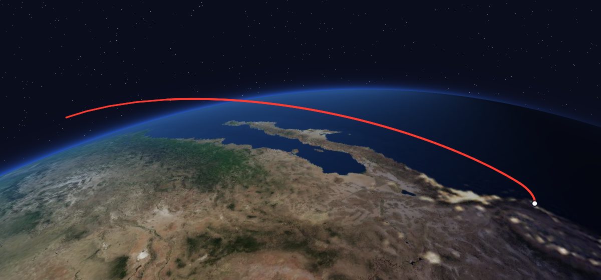 COBE: the flight path in 3D, from the pad to orbit, seen from space