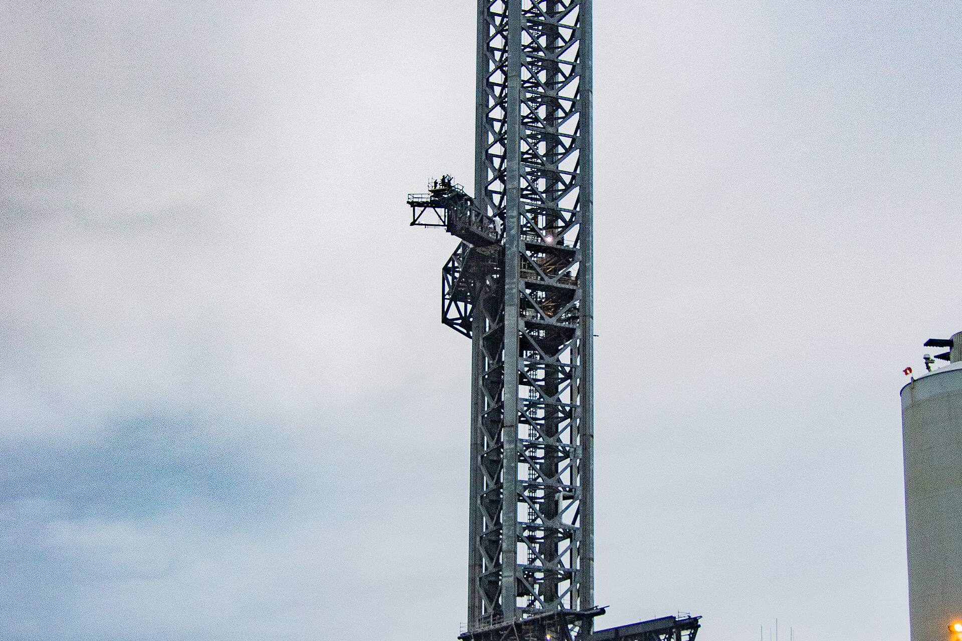 Starbase's first pad and tower (2023), beside Pad 2